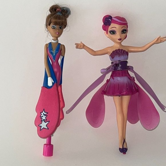 LOT 2 Flutterbye Flying Fairy PURPLE PINK FLOWER FAIRY Spin Master FAIRIES ONLY - Picture 1 of 4